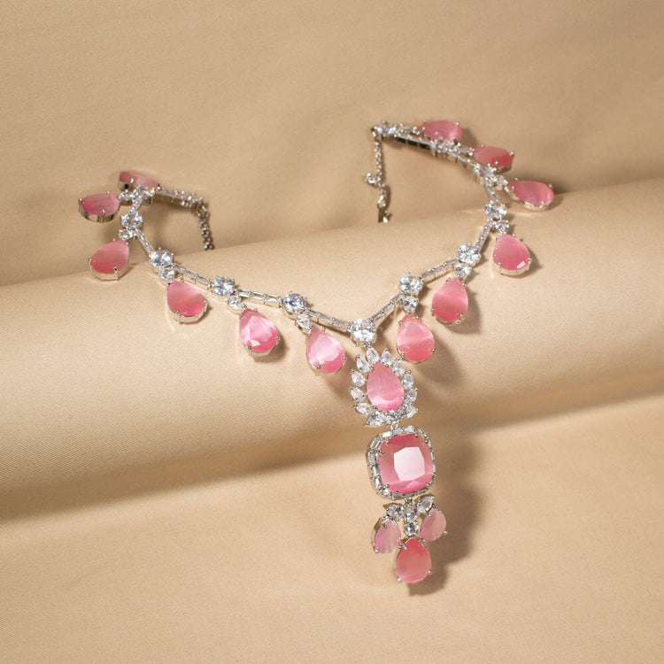 The Grand Gala Statement Necklace Set - Pink