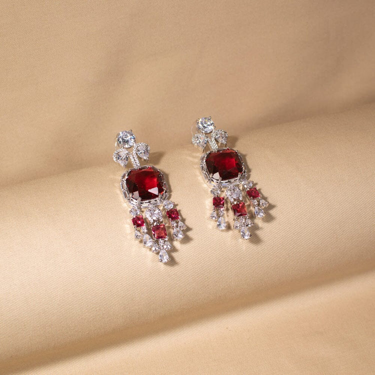 The Grand Gala Statement Necklace Set - Red