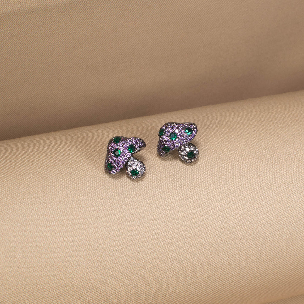 The Magic Mushroom Sparkle Studs - Green