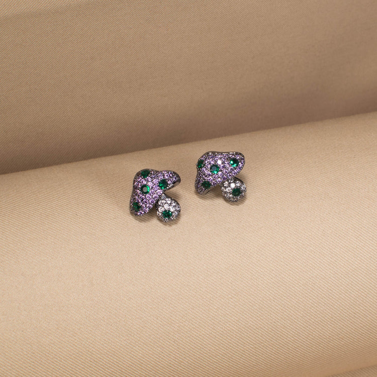 The Magic Mushroom Sparkle Studs - Green