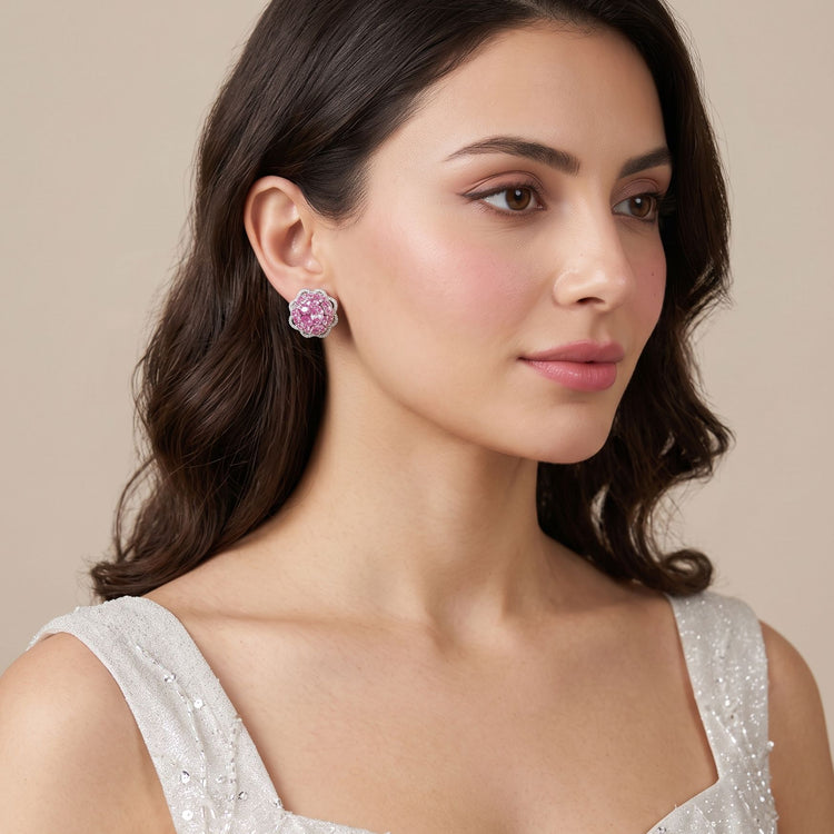 The Pink Peony Sparkle Studs