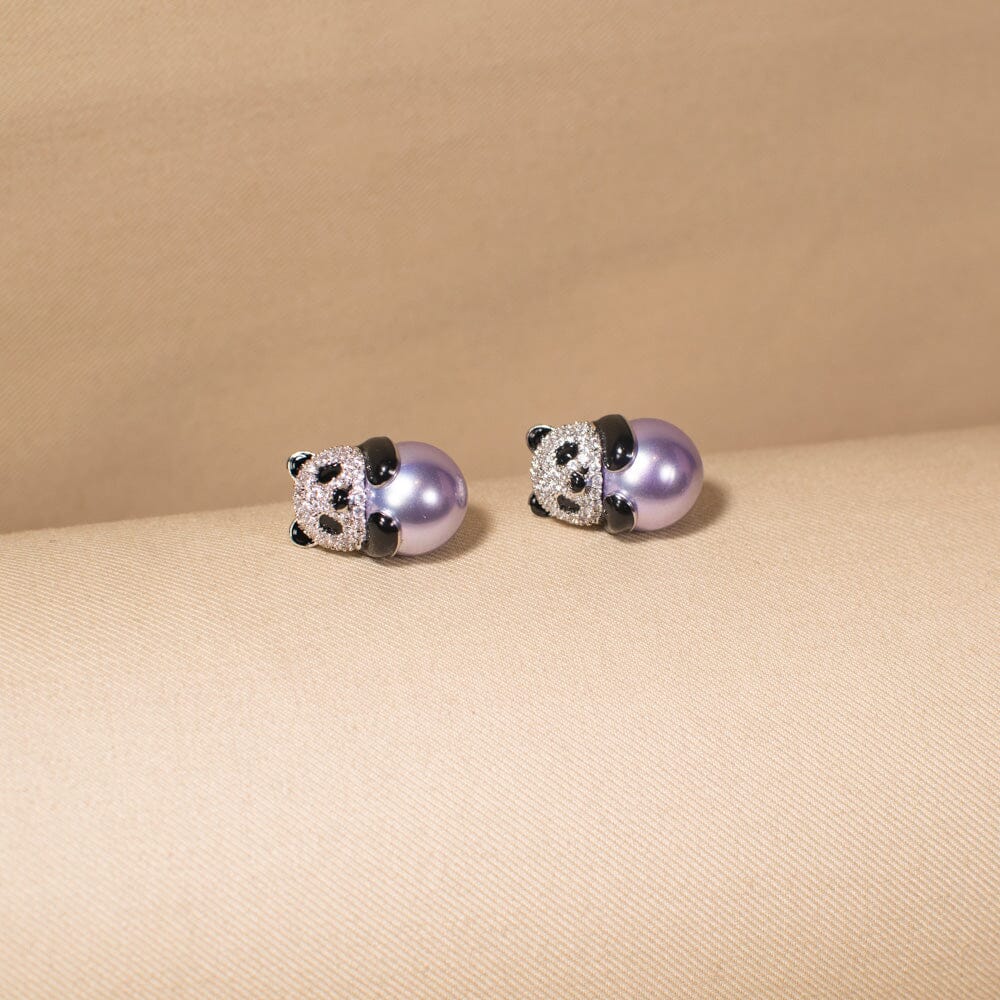 The Playful Panda Studs - Purple