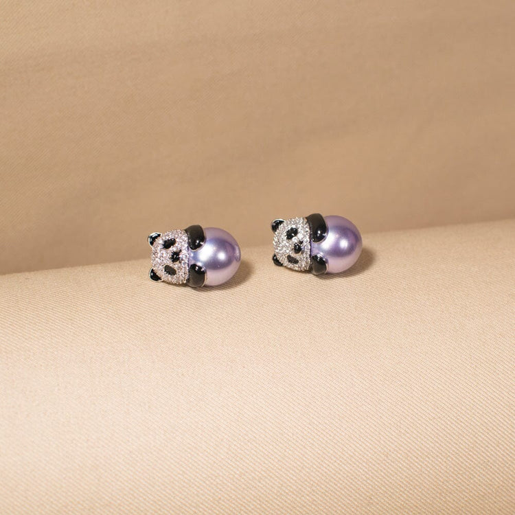 The Playful Panda Studs - Purple