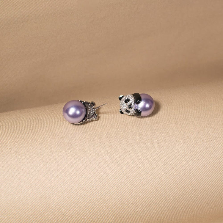 The Playful Panda Studs - Purple