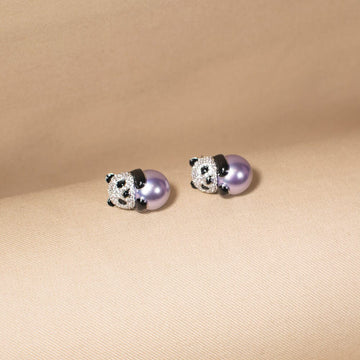 The Playful Panda Studs - Purple