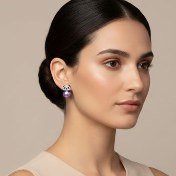 The Playful Panda Studs - Purple