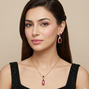 The Ruby Drama Pendant Set