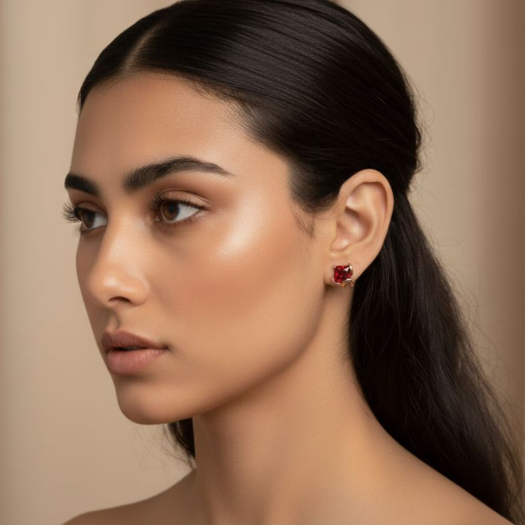 The Ruby Kiss Studs - Minima Collection