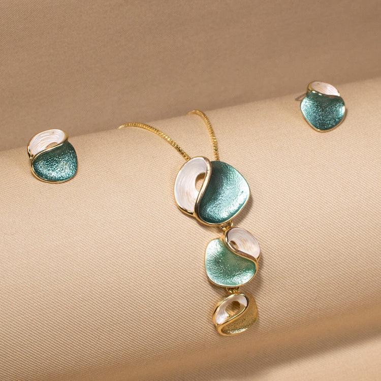 The Trinity Drop Pendant Set-Aqua-Edgy Collection
