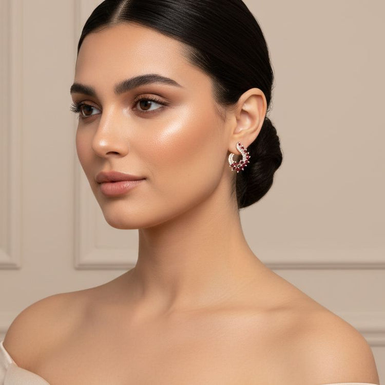 The Willow Wreath Studs - Red