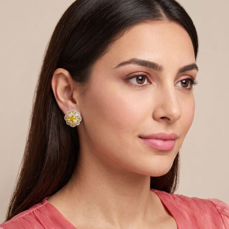 The Yellow Peony Sparkle Studs