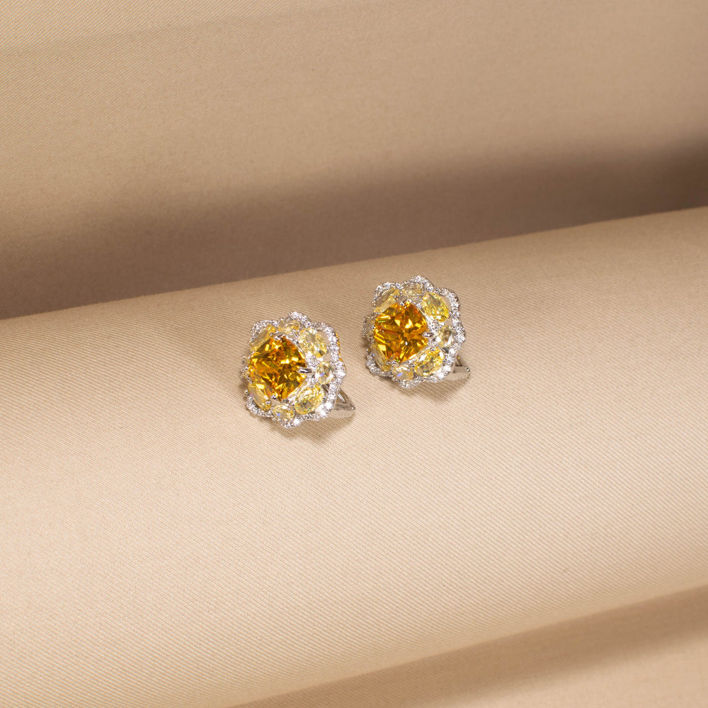 The Yellow Peony Sparkle Studs