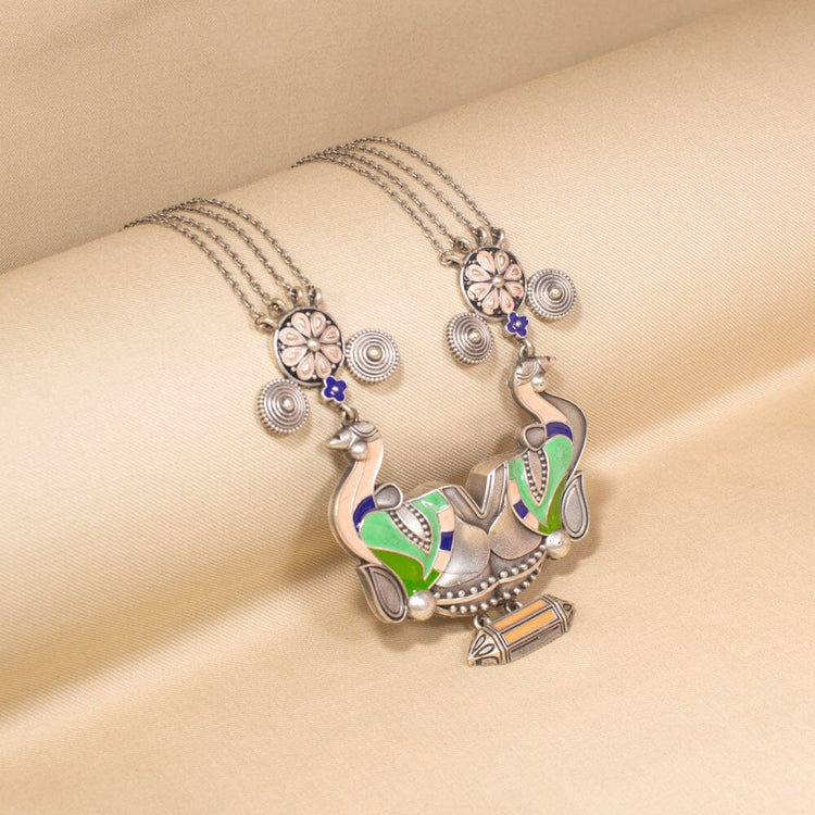 Tribal Tranquil Silver Replica Necklace Set - Rajata Collection