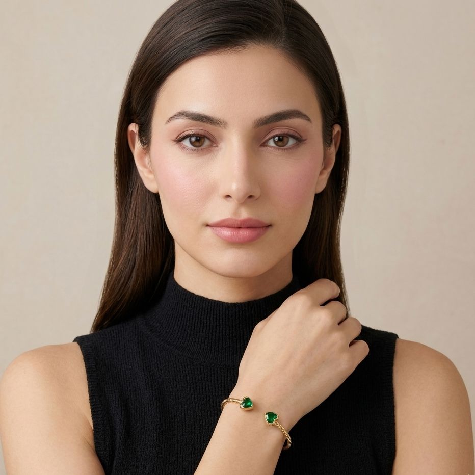 Twin Flame Emerald Bangle