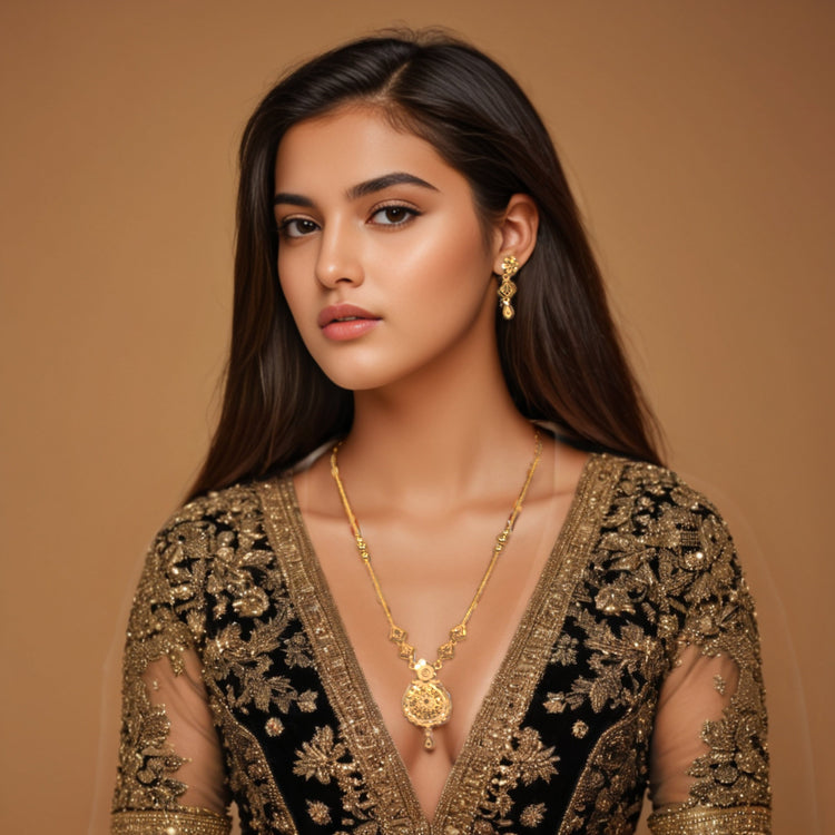 Ujwala Semi Long Necklace Set - Alankar Collection