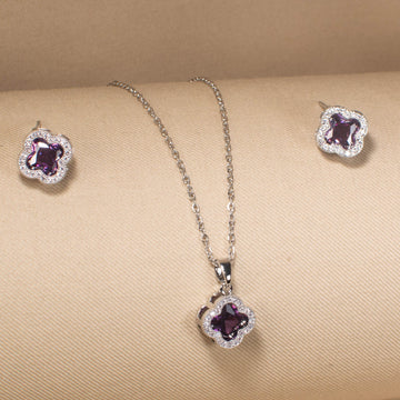 Velvet Lucky Clover Pendant Set
