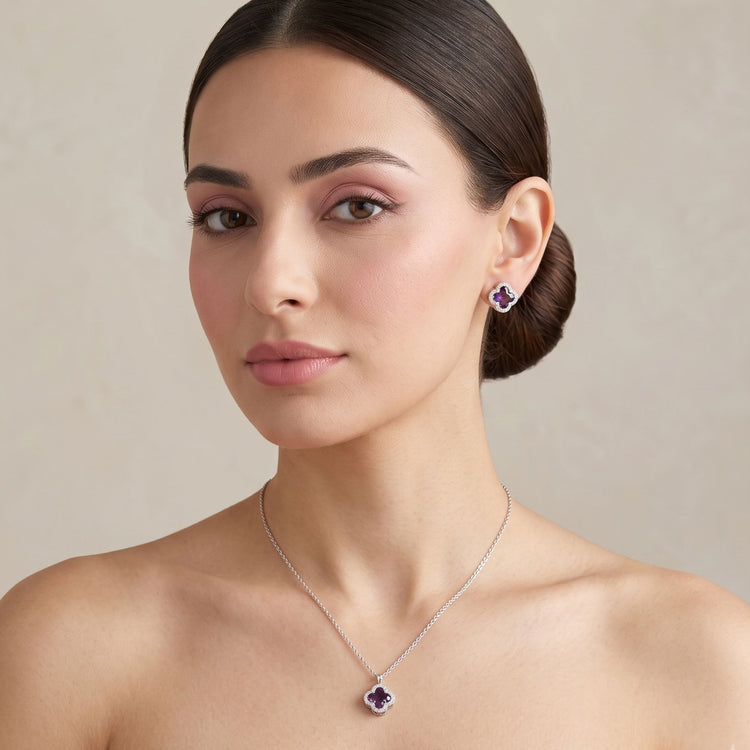 Velvet Lucky Clover Pendant Set