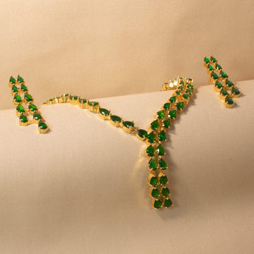 Vibrant Green Asymmetric Necklace Set