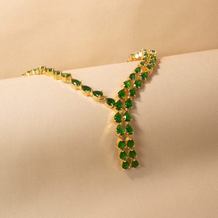 Vibrant Green Asymmetric Necklace Set