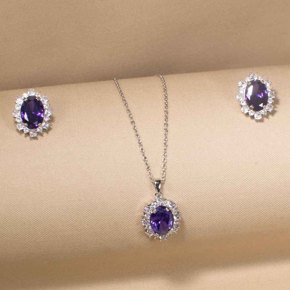 Violet Princess Halo Pendant Set