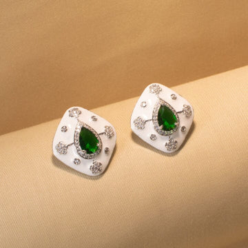 White Green Enamel Studs