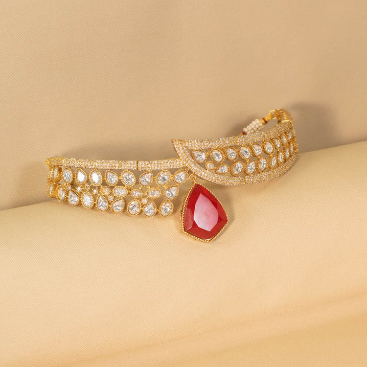 Zaruna Choker Set - Red - Pratha Collection