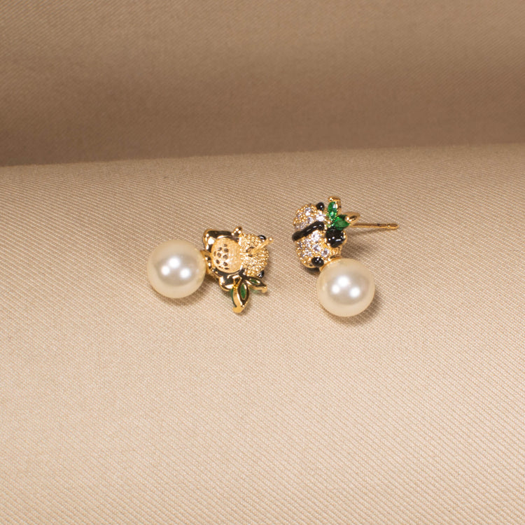 Zen Panda Pearl Studs