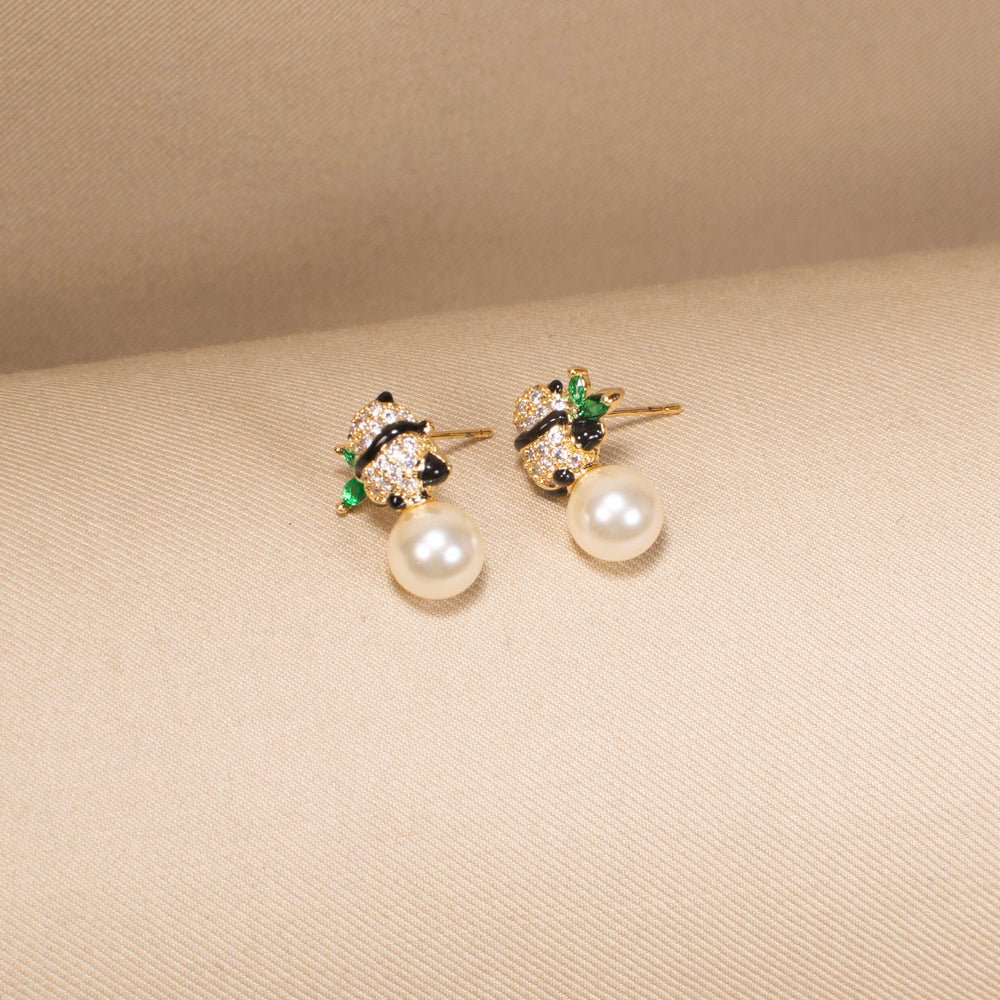 Zen Panda Pearl Studs