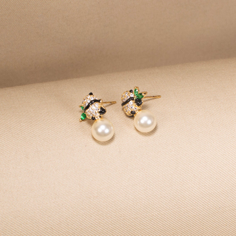 Zen Panda Pearl Studs