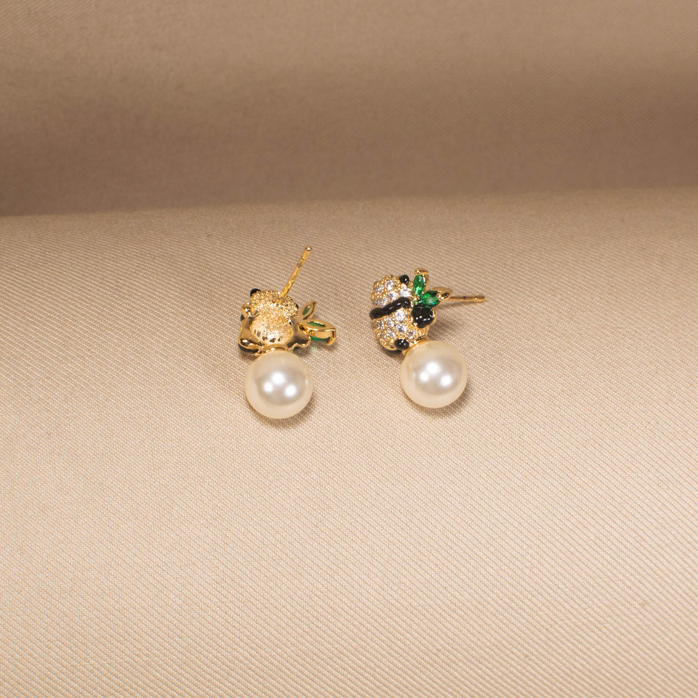 Zen Panda Pearl Studs