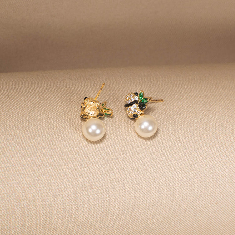 Zen Panda Pearl Studs