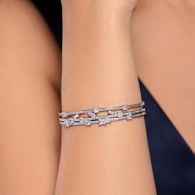 Buy Dainty Tennis Sterling Silver Pull Chain Bracelet by Mannash Jewellery