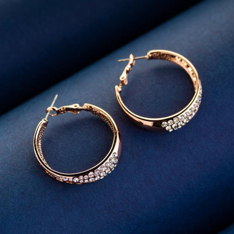 Hoop Earrings  Gold Plated with Crystals  Aztec Round Hoop Earrings by  Blingvine