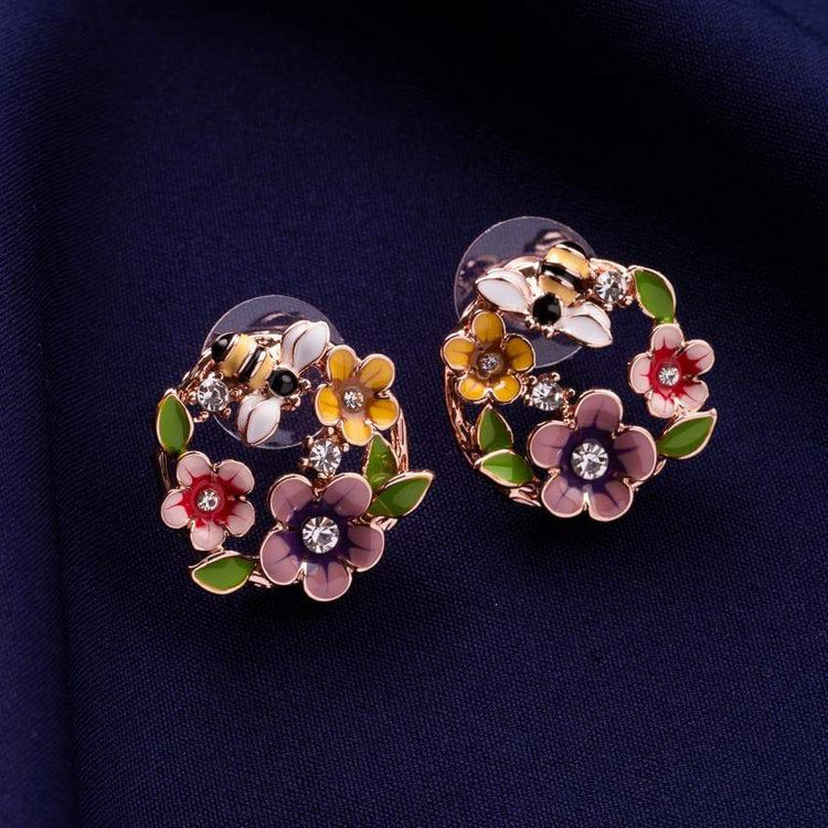 Baagicha Enamel Stud Earrings - Blingvine Jewelry