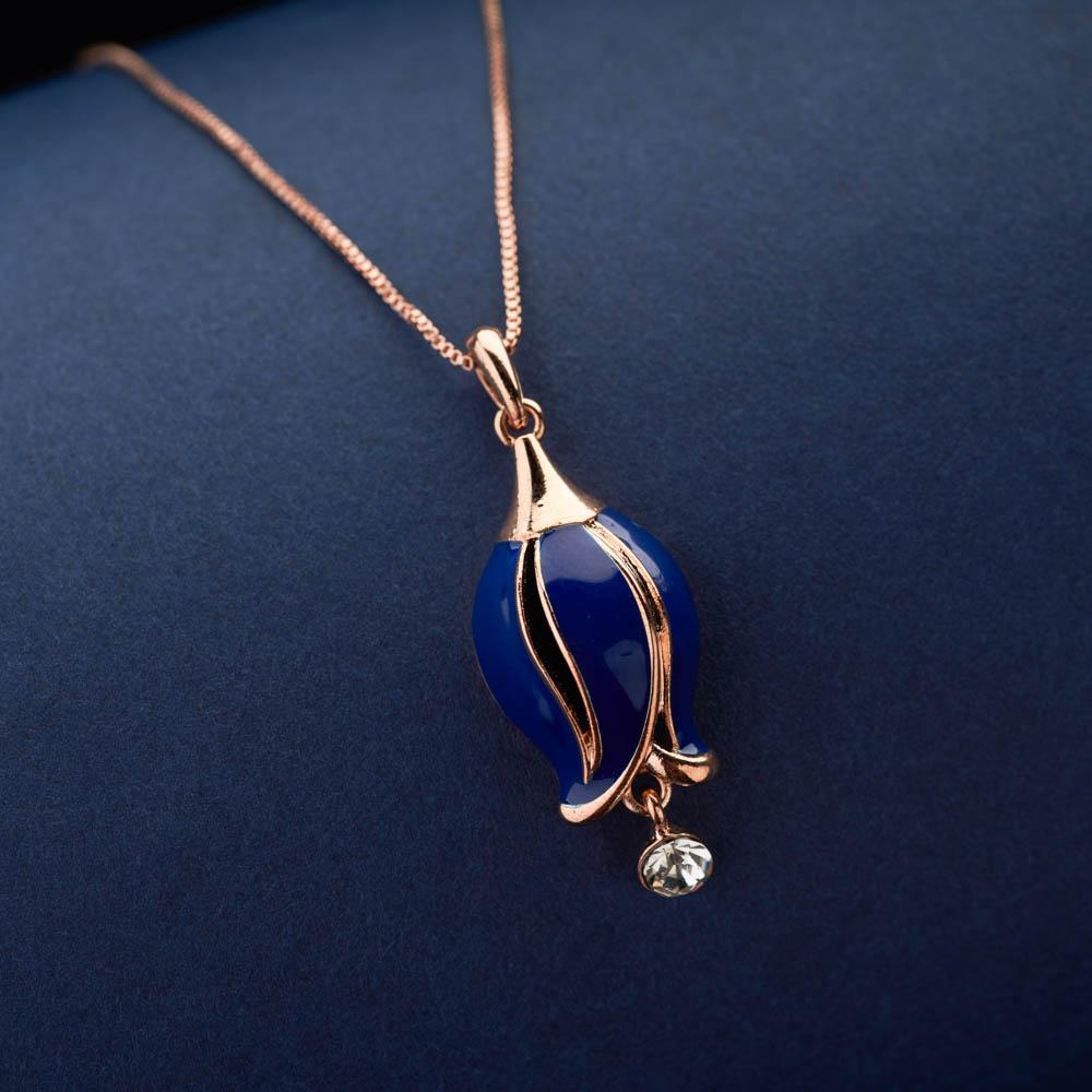 Bluebell Enamel Pendant Set Deep Blue - Blingvine Jewellery