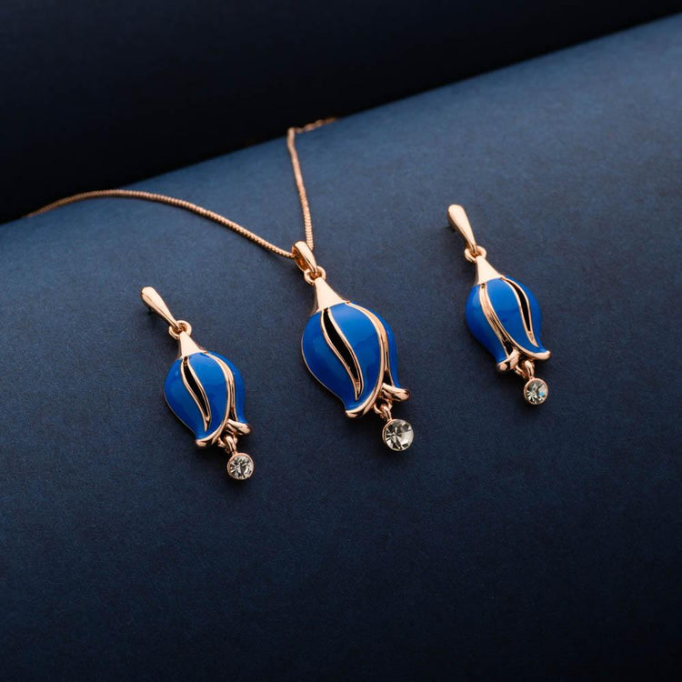 Bluebell Blue Pendant Necklace Set - Blingvine