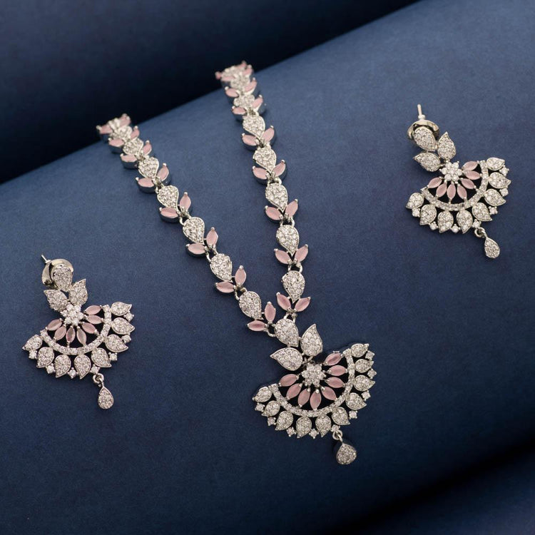 Blush Crystal Necklace Set - Blingvine