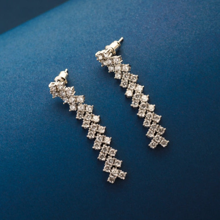 Zircon Long Diamond Dangler Earrings – thesilvern