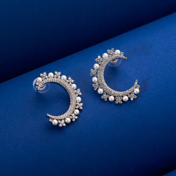 Crescent Pearl Earrings