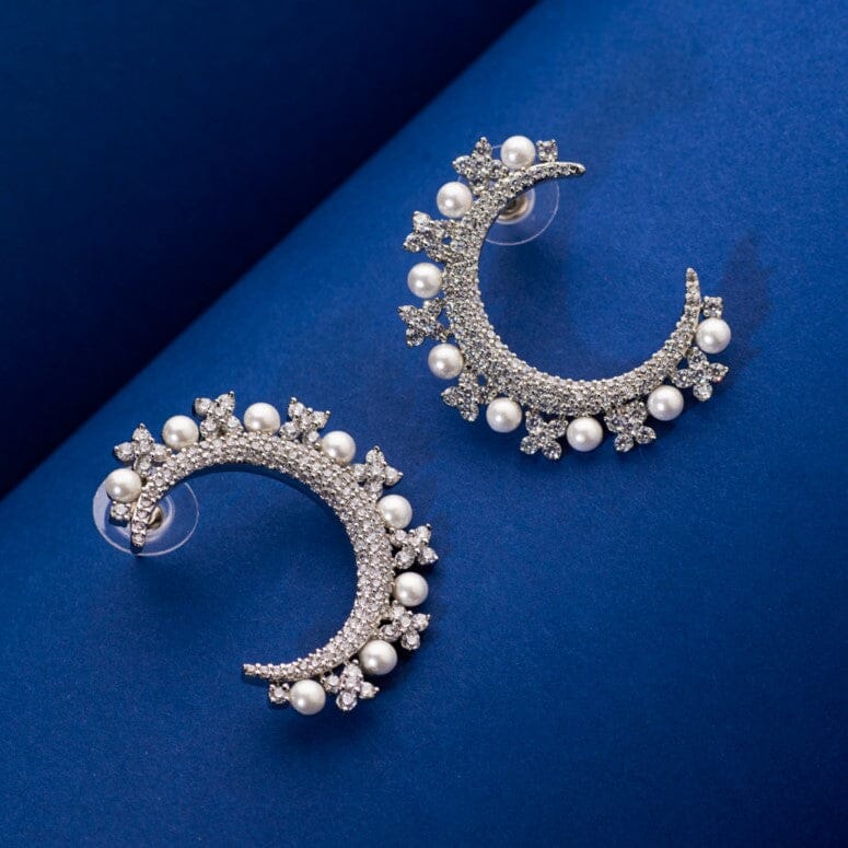 Crescent Pearl Earrings