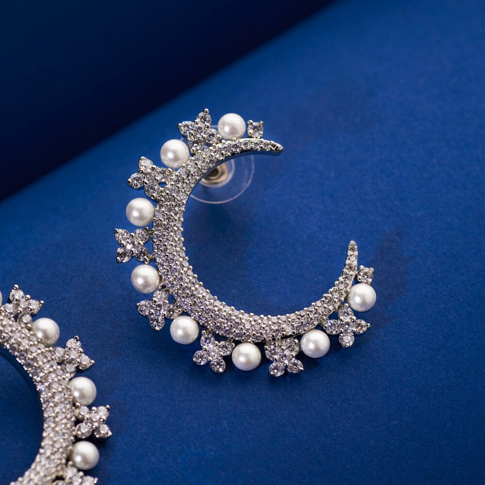 Crescent Pearl Earrings