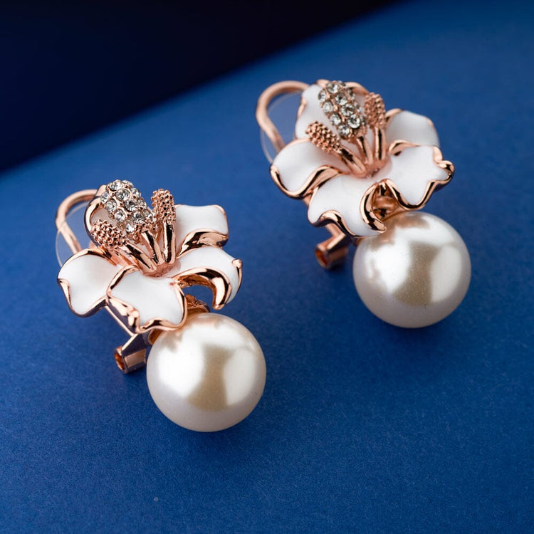 9ct Rose Gold Pink Cultured Freshwater Pearl & Diamond Hook Earrings in Pink  | Goldmark (AU)