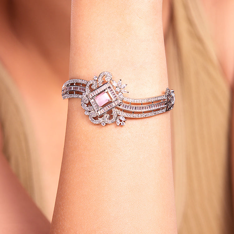Bangles & Bracelets | Rose Gold American Diamonds Bracelet | Freeup