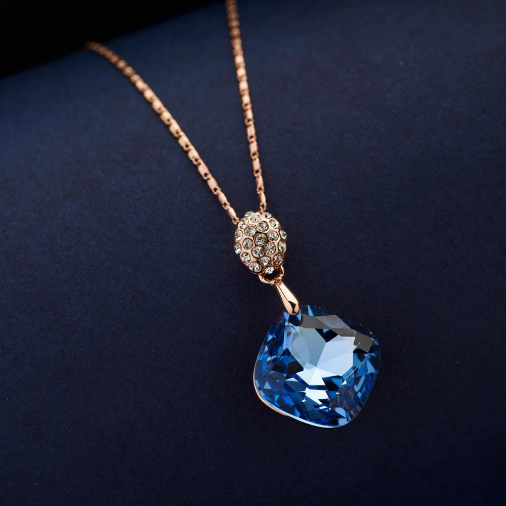 Elan Serene Blue Crystal Pendant set - Blingvine Jewellery