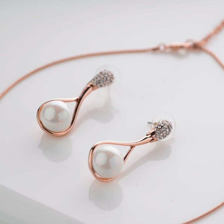 Eliza Crystal and Pearl Pendant Set - BlingVine Jewellery