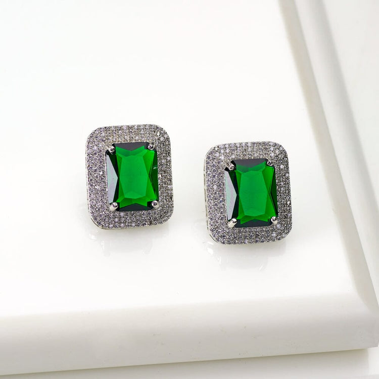 Buy Emerald Green CZ AD American Diamond Earrings Online  Orniza