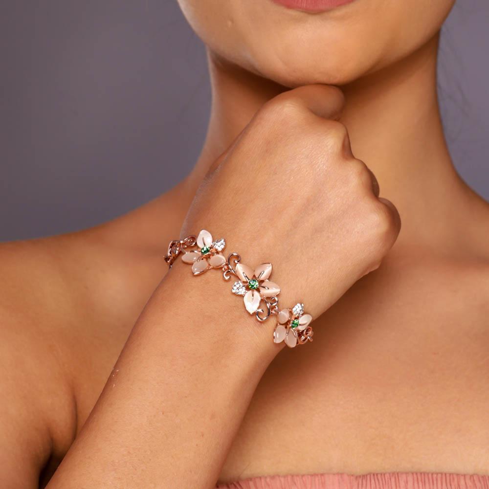 Multicolor Bracelet with Rose Gold Plating Casual Floral Bracelet