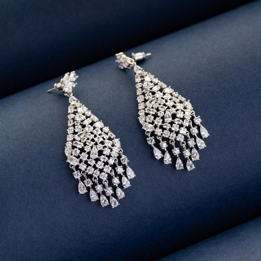 Chandelier Diamond Earring, Size: Product Height68(mm) Product Width36(mm)  at Rs 40258/pair in Surat