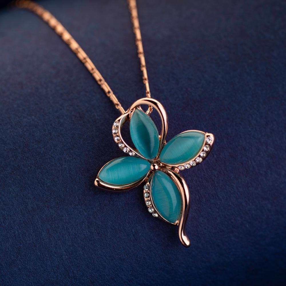 Feroza Blue Stone Pendant Necklace Set - Blingvine Jewelry