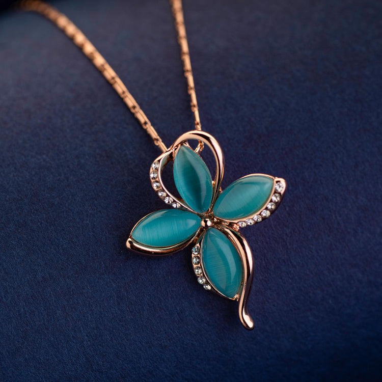 Rectangular Blue Topaz & Diamond Drop Necklace - Freedman Jewelers